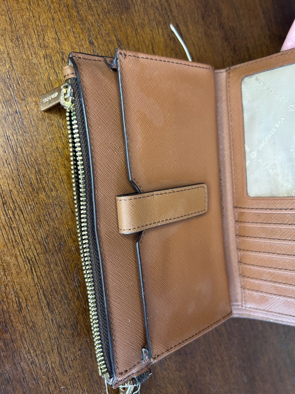 Michael Kors Wristlet Wallet Brown Logo | Zip Around | Card Holder |Wrist Strap - Picture 8 of 10